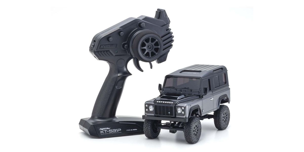 Radio Controlled Electric Powered Crawling car MINI-Z 4×4 Series Ready Set Land Rover Defender 90 Autobiography Corris Gray / Santorini Black - view 1