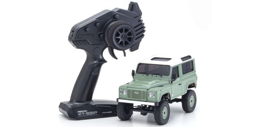Radio Controlled Electric Powered Crawling car MINI-Z 4×4 Series Ready Set Land Rover Defender 90 Heritage Grasmere Green / Alaska White - view 1