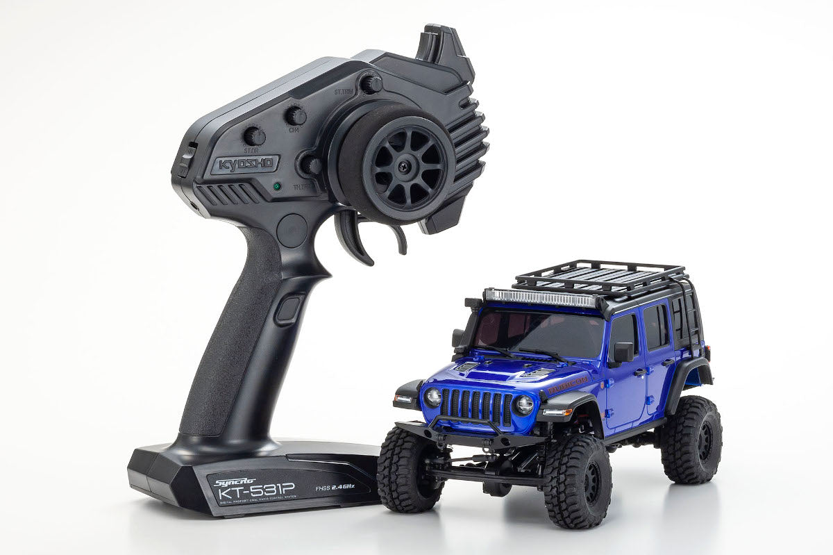 MINI-Z 4\u00d74 Series Readyset Jeep\u24c7 Wrangler Unlimited Rubicon with Accessory parts Ocean Blue Metallic - view 1