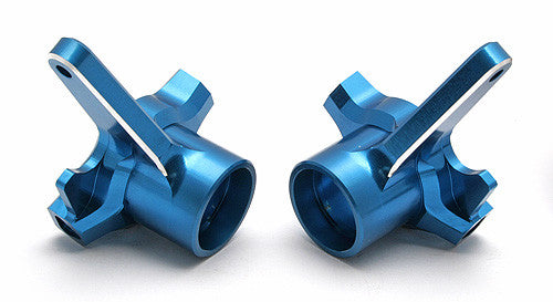 RC8 FT Machined Steering Blocks (option knuckles), blue aluminum - view 1