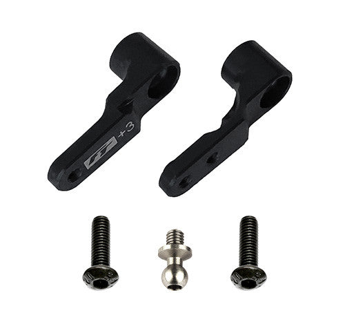 91915 RC10B6 FT Steering Bellcrank, +3mm, black aluminum - view 1