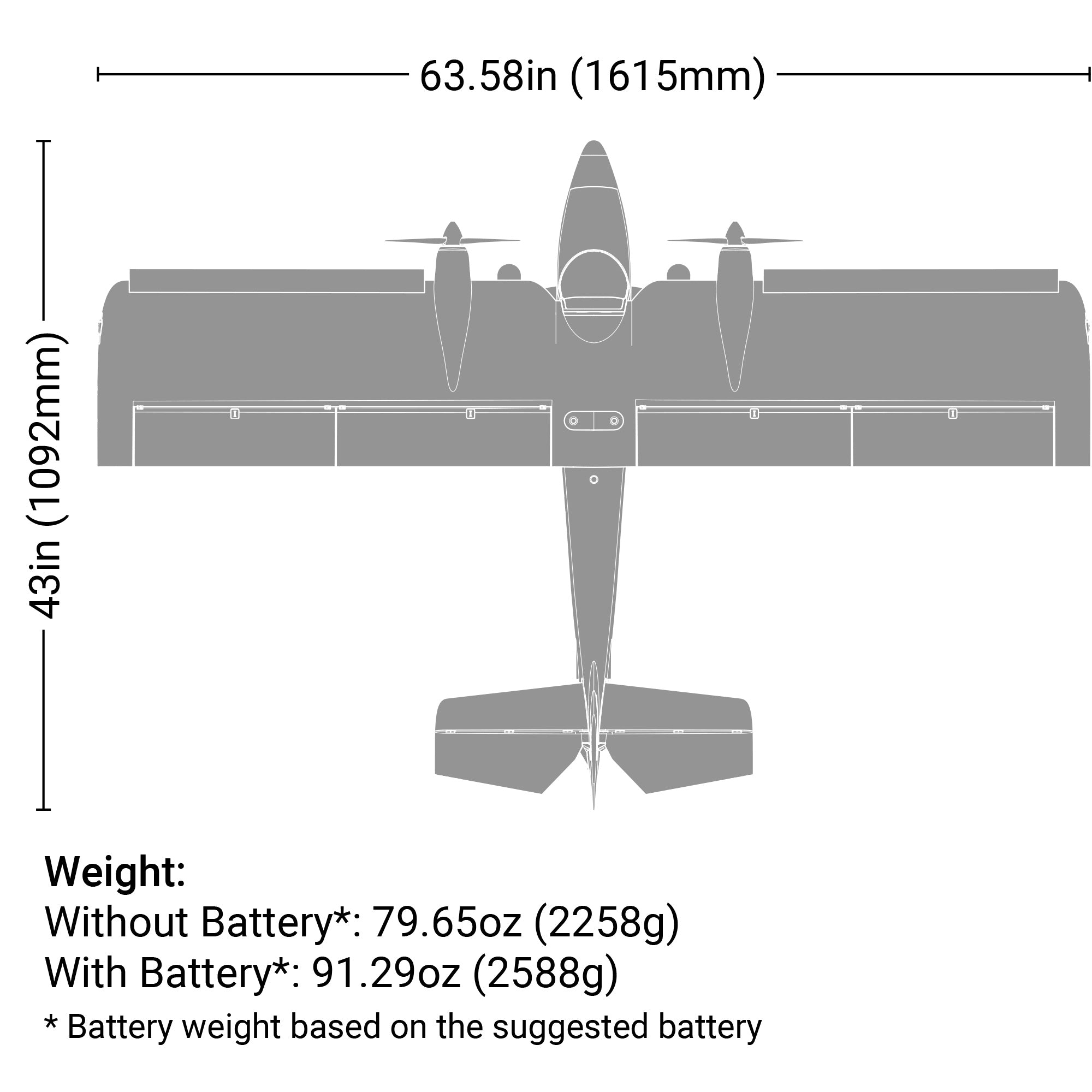 E-flite Twin Timber 1.6m BNF Basic with AS3X and SAFE Select