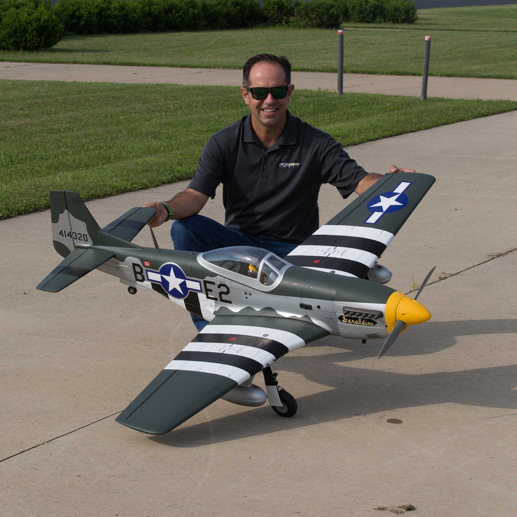 Hangar 9 P-51D Mustang 20cc ARF, 69.5" with E-flite Electric Retract Set, Brushless Motor, and Spektrum Smart ESC